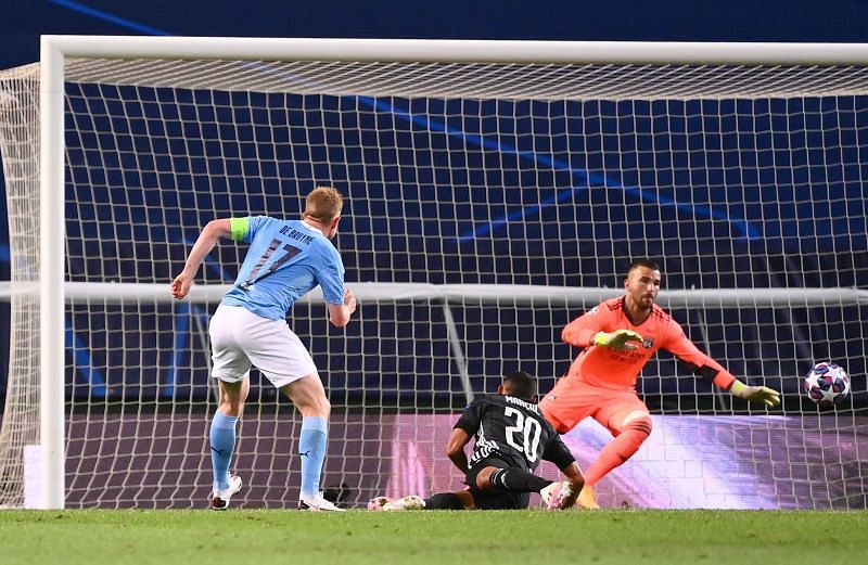 Kevin de Bruyne scores for Manchester City vs Lyon
